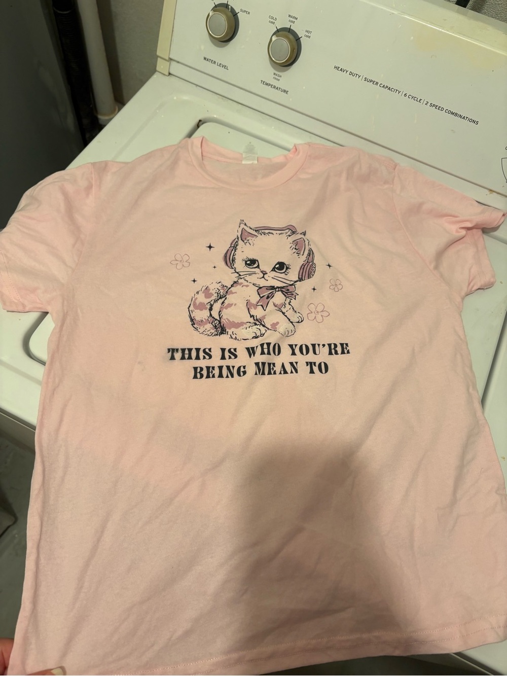 Pink Graphic Cat Tee - 'This Is Who You're Being Mean To'